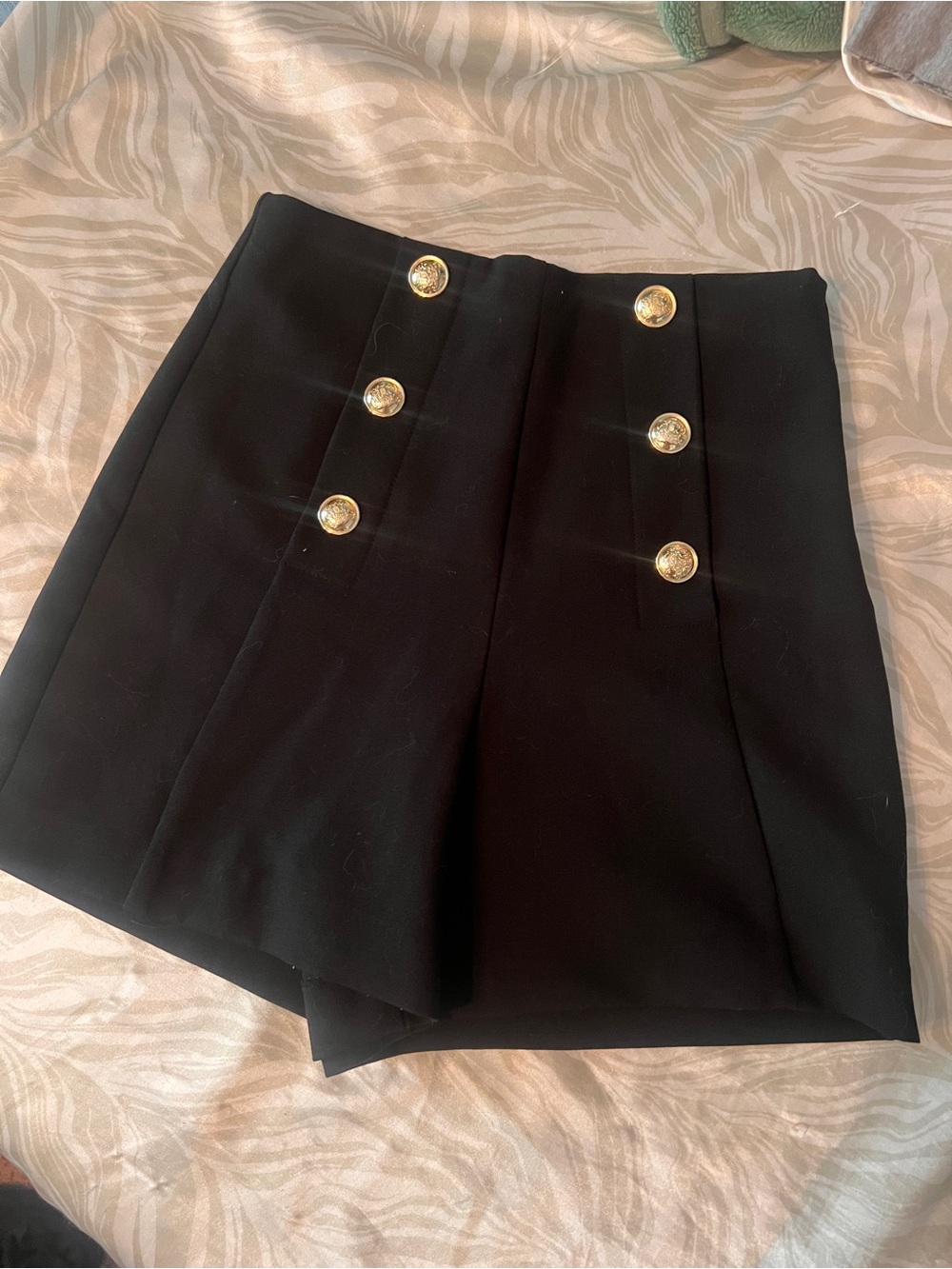 Zara Black high waisted Shorts with Gold Buttons